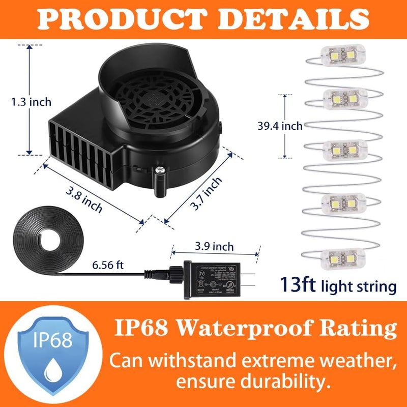 KOOY Inflatable Fan Replacement 12V 1.5A, Mini Air Blower Fan with 12V 2A Adapter and 5 LED Bulbs for Halloween Christmas Inflatable Outdoor Yard Decorations - Image 2